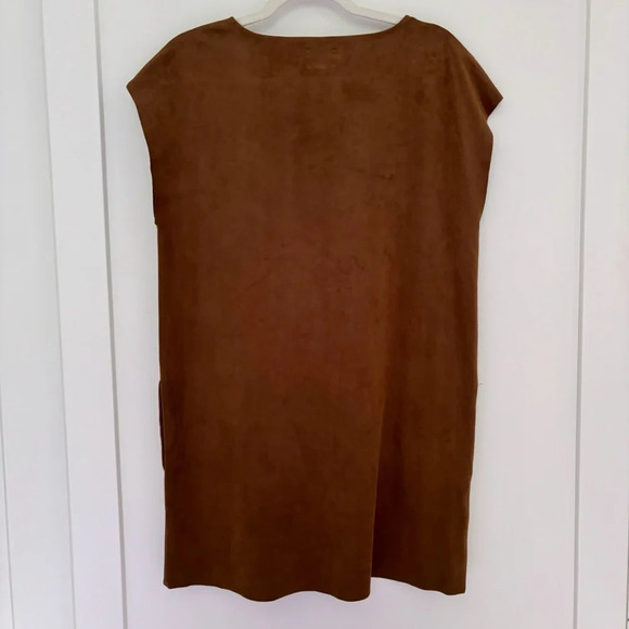 Aritzia Wilfred Free Faux Suede Dark Camel Brown Mini Dress Sz S Trompette Nori - Picture 6 of 9